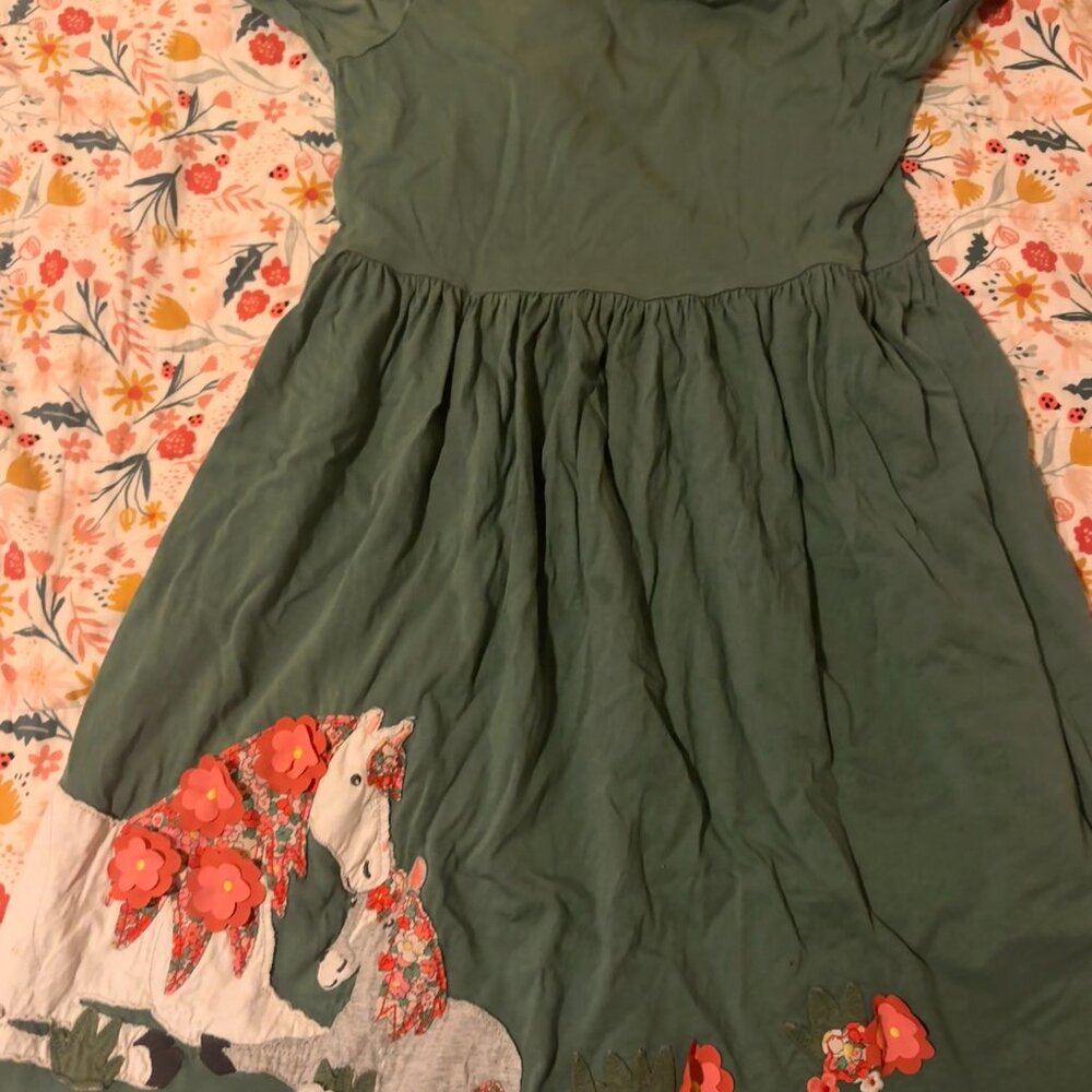 Mini Boden Embroidered Horse Dress sz 11-12